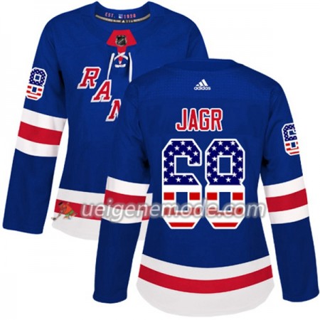 Dame Eishockey New York Rangers Trikot Jaromir Jagr 68 Adidas 2017-2018 Blue USA Flag Fashion Authentic